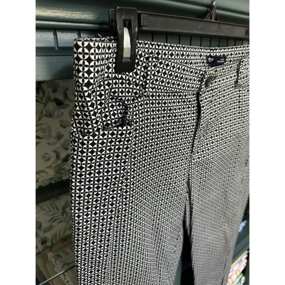 Gap Slim City Coupe Ankle Pants Black & White Stretch Flat Front Pockets SZ 8 - Picture 5 of 10